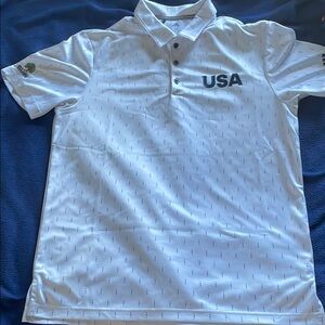 White Adidas USA Golf Polo